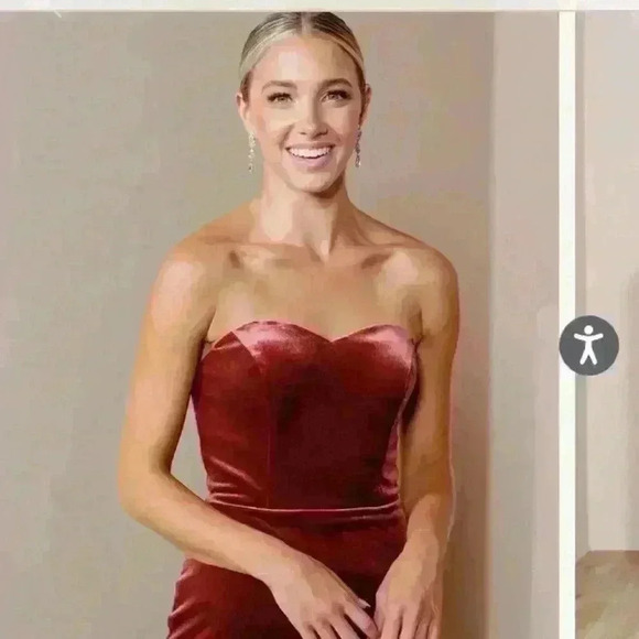 Velvet Strapless Floor Length Dress in Romantic Rose - Picture 5 of 8